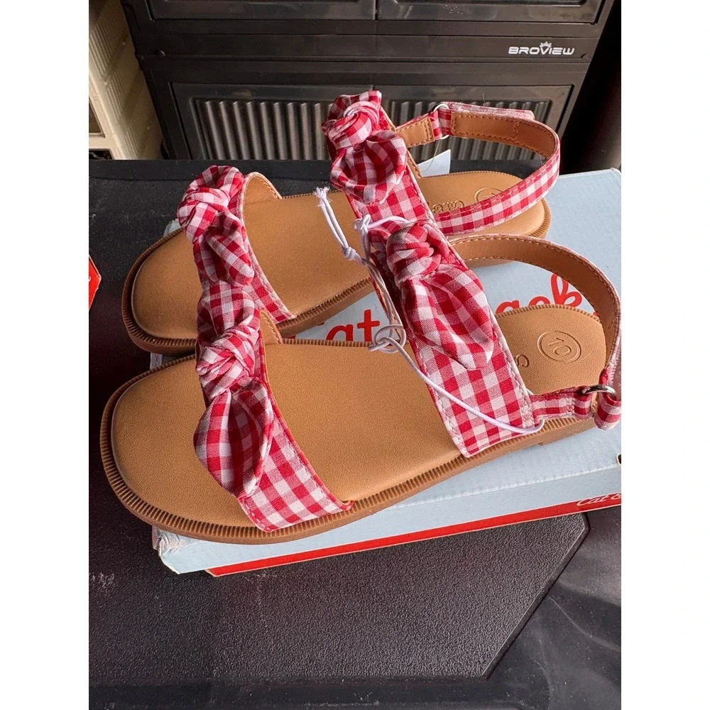 Toddler Girl Sandals by Cat & Jack Lillie Gingham Red Size 10 New With‎ Tags